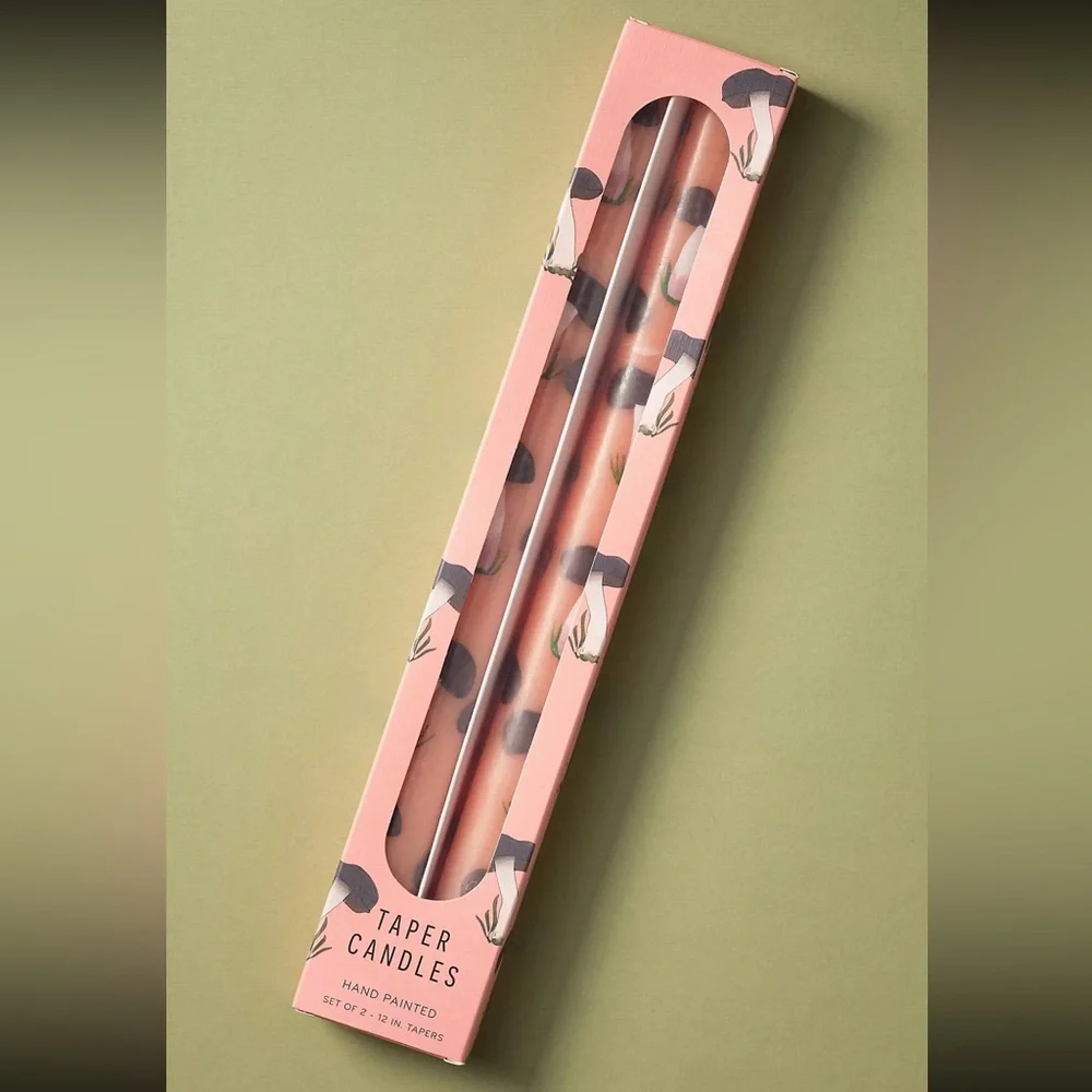 Anthropologie Forage Fall Icon Taper Candles, Set of 2, NIB 🍄‍🟫 🕯️